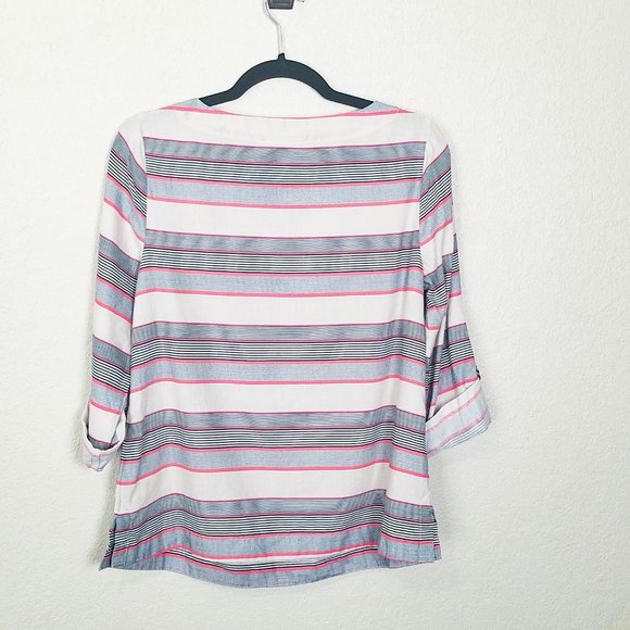 Charter Club Women's Linen Blend Striped Top - XS - Picture 3 of 6